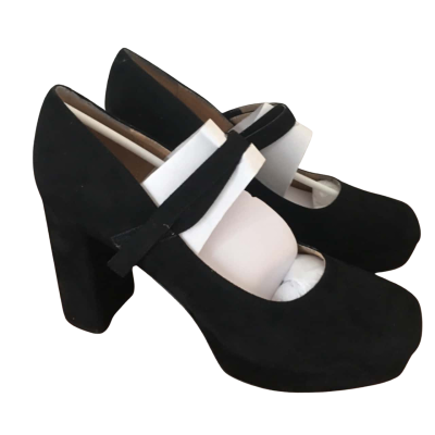 BNWT Nine West Womens  Size 9.5 Black  Suede. feel Mary Jane Heels    RRP $119
