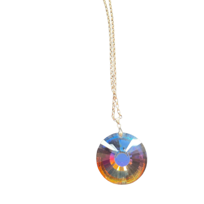  Womens Silver Chain & Crystal Pendant 