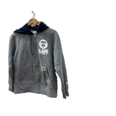 Aape Unisex Zip Jumper Size M Grey with Navy Hood