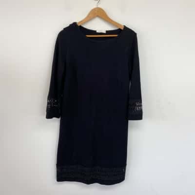 David Jones Black Long SLeeve Midi Dress Size M 