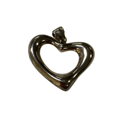 Silver Puff Open Heart Pendant 4.7g