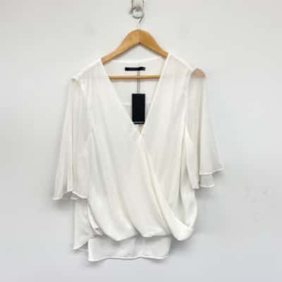 Portmans Ivory Short SLeeve Blouse Top  Size 16 