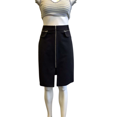 BNWT Forcast Women's Size 6 Kelly Zipper A-Line Skirt Black  