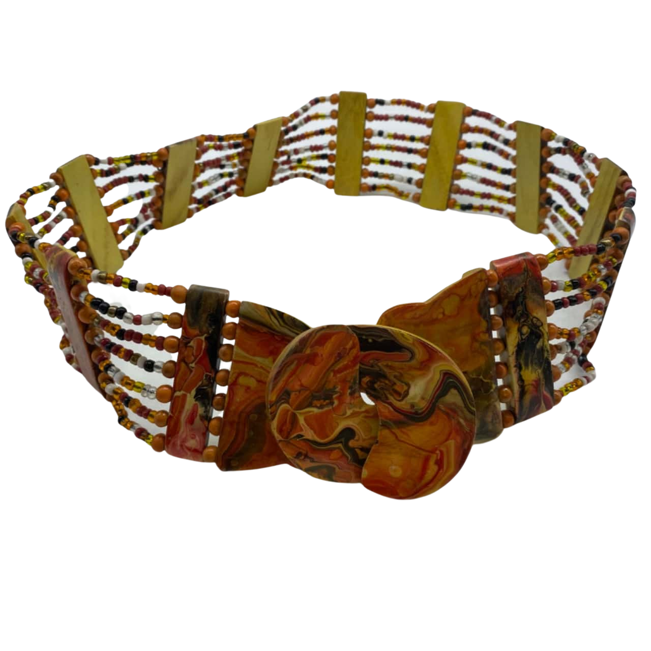 Stunning Womens Boho Elasticised Beaded Belt Earth Tones(s)