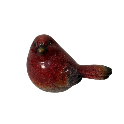 Dark Red / Black / Grey Ceramic Bird Figurine  