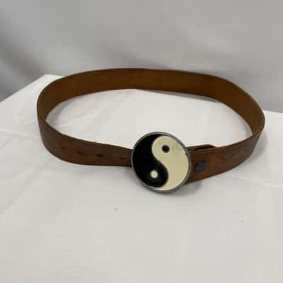 Made In USA Mens Belt Size 32  80cm Yin / Yang Eagle Brown 