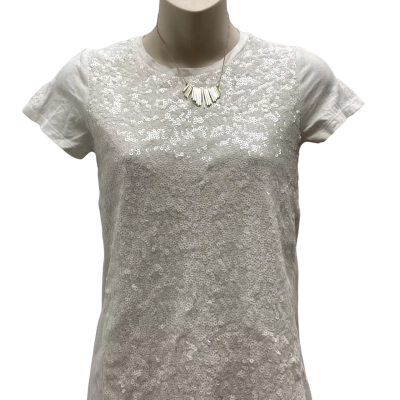  Baker by Ted Baker White Sequence T-shirt Size 12 Short Sleeves 