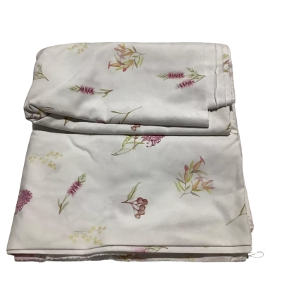 Thin Cotton Mix Spring Flowers on White 164 x 196 cm.  Fab1