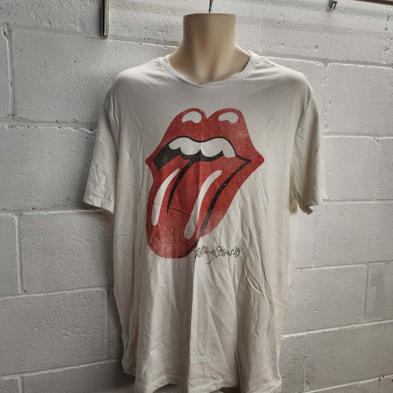 The Rolling Stones Band T-Shirt, Men's XXL cotton white type Vintage Second Hand