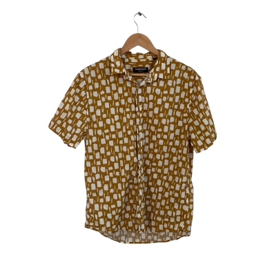 Country Road Mens  Size L Short Sleeve Shirt Mustard / Pattern / White 