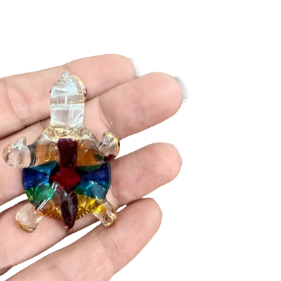 Handmade Mini Murano Style Glass Turtle Figurine