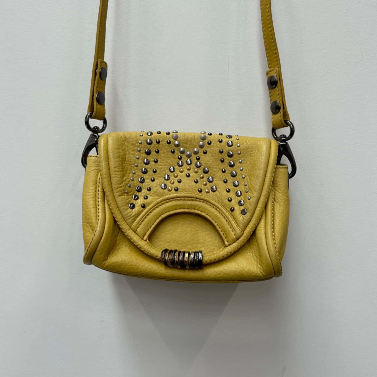 Mimco Yellow Leather Crossbody Bag