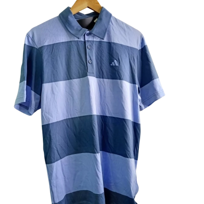 BNWT Adidas Mens  Size M Polo Shirt Blue / Striped 
