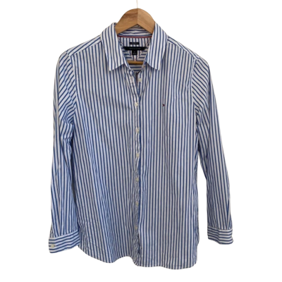 Tommy Hilfiger Mens  Size M Long Sleeve Shirt Blue / Striped / White 