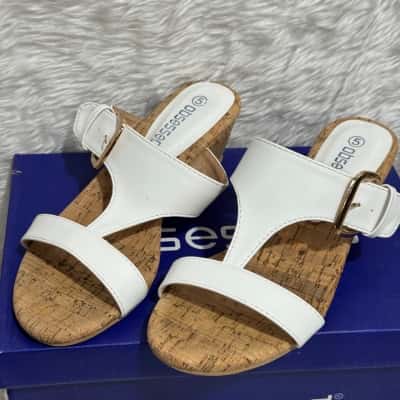  Womens  Size 5 Brown / White cork sandals 