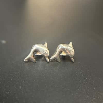 925 Sterling silver dolphin earrings.