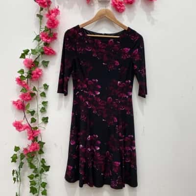 Sarah Deau Newyork Womens Floral Dress Size 12 Black  / Floral 