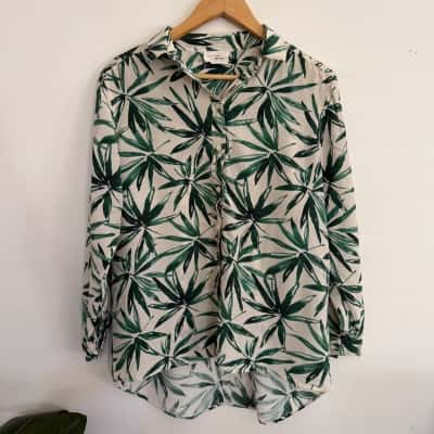 My Sunday Morning.  Pure Silk Leaf Shirt.   Size 0 