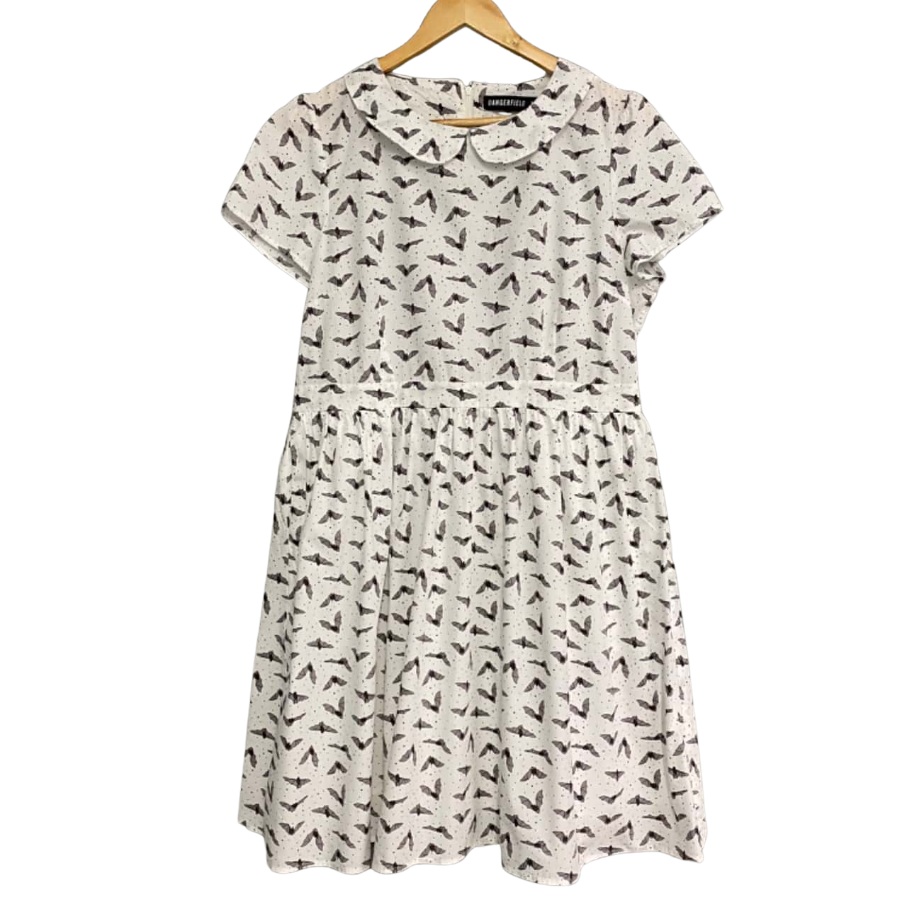 Dangerfield Hallows Bat Pattern Womens Size 16 Short Sleeve Dress Black ...