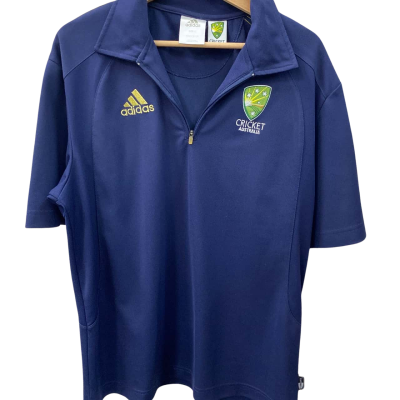 Adidas cricket Australia Mens  Size L polo T-Shirt Blue 