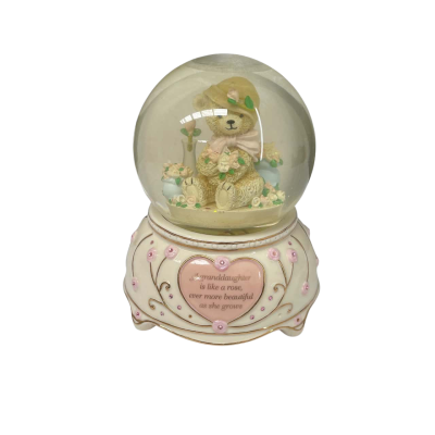 Bradford Exchange Editions “My Granddaughter” Musical Snow Globe Teddy Bear