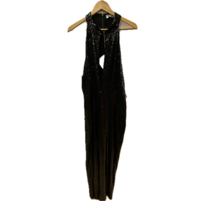 Halston Womens Jumpsuit Size 16 Black Sequin (new with tags)