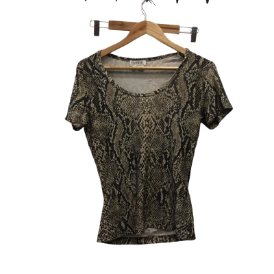 Vintage Equipment Womens  Size S Short Sleeve Top Animal print 