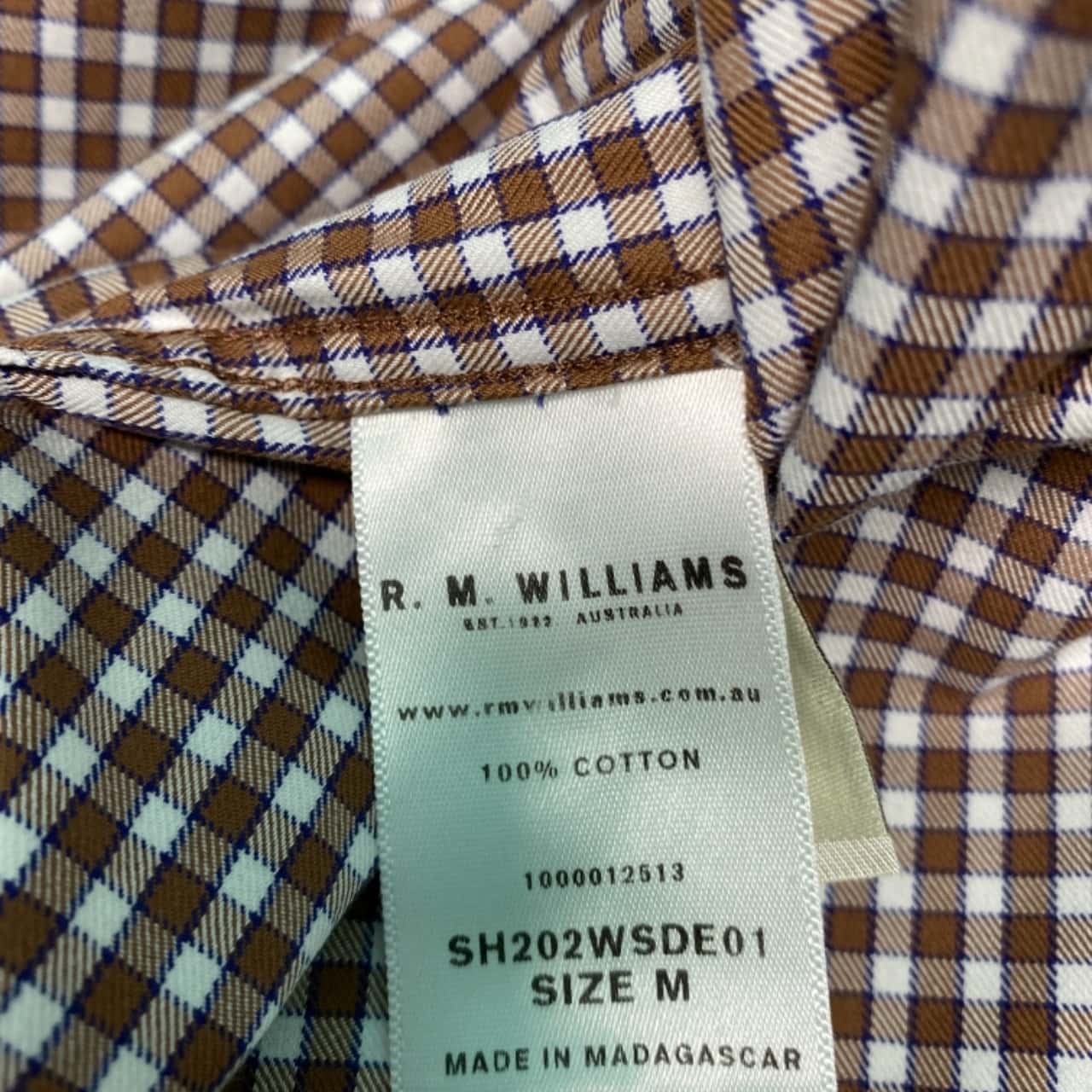 R.M.Williams Mens Size M Long Sleeve Checked