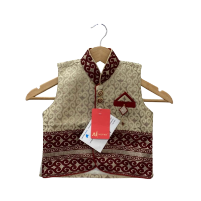 AJ Dezines Boys Size 2 Gold / Red Vest and Pants Set