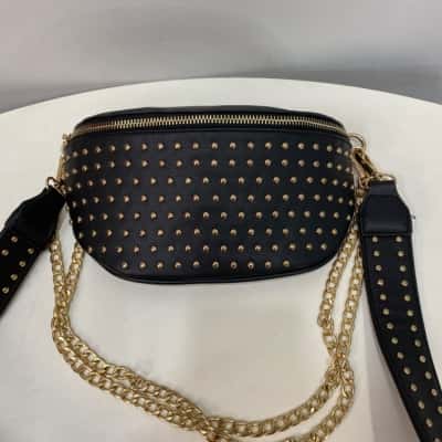 Decjuba Womens Bum Bag Black  / Gold Studded