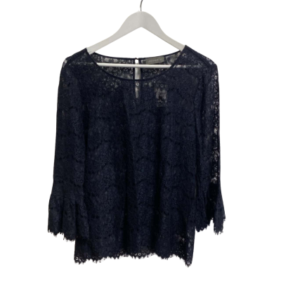 Jacqui-E Womens  Size M Long Sleeve Lace Shirt Black  