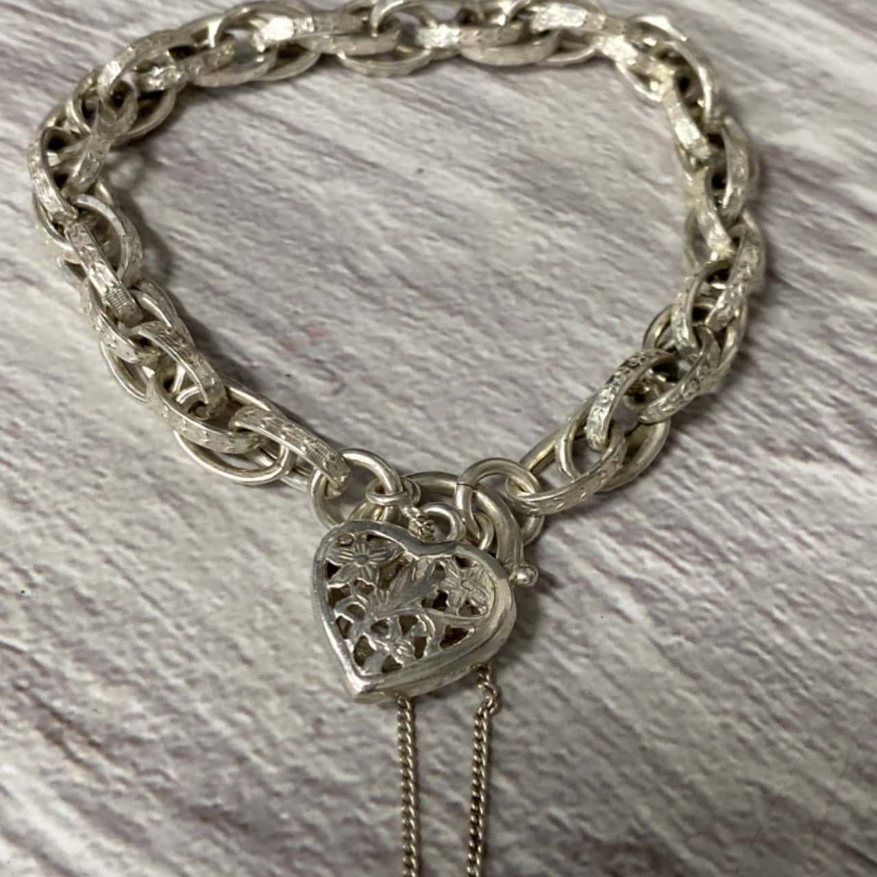 Sterling Silver Bracelet w/Locket & Medal Shield main image 1