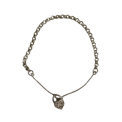 Womens 925 Sterling Silver Belcher Chain Heart Padlock Bracelet