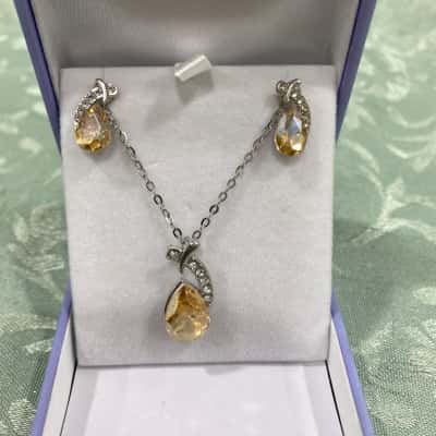  Womens Earrings / Necklace Champagne / Silver-tone