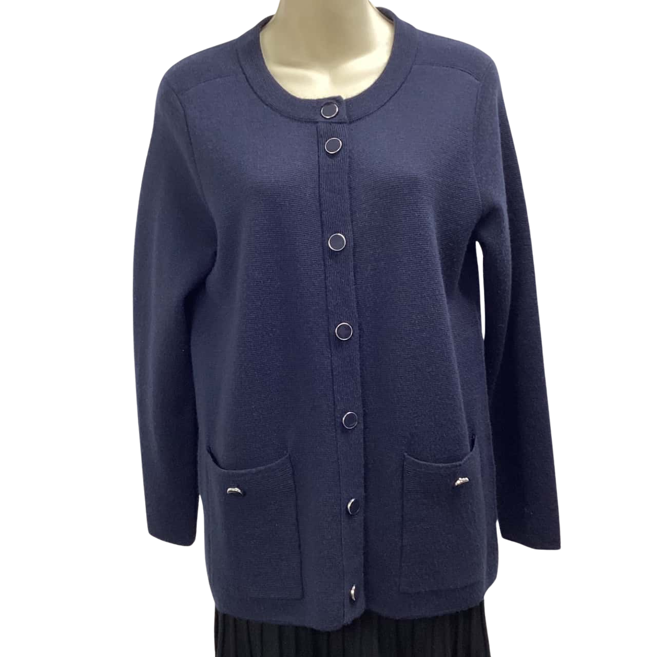 Black Pepper Womens Size S Navy Blue knitted jacket EUC