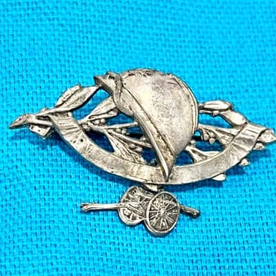 Vintage French Silvered Brooch Memory of Souveneir of REIMS Helmut 