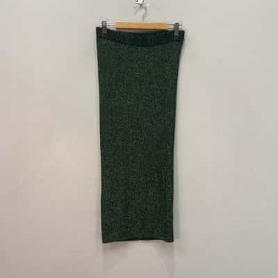  Love and Nostalgia  Size M Ribbed stretch Skirt Green Sparkly 