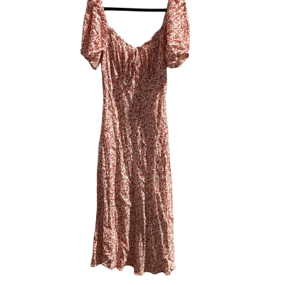 Forever New Womens Cool Summer Size 14 Short Sleeve Peasant Style Dress  Floral / Red / White 