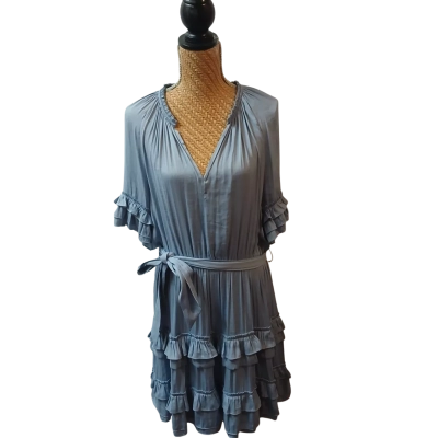 Witchery Womens  Size 16 Midi Ruffle Raglan Dress Blue 