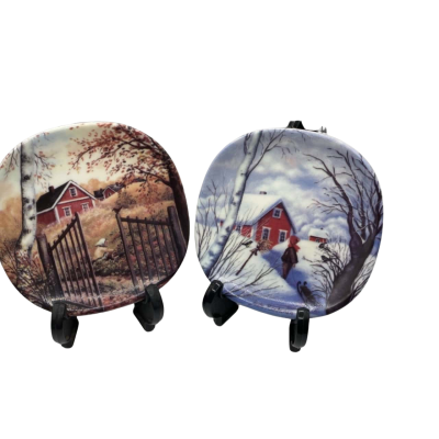 2 x Arabia Finland  - Old time Autumn & Winter plates 