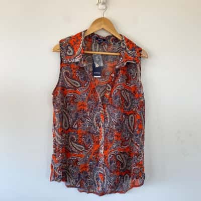 Samya Print Paisley Sleeveless Shirt  Size 16 