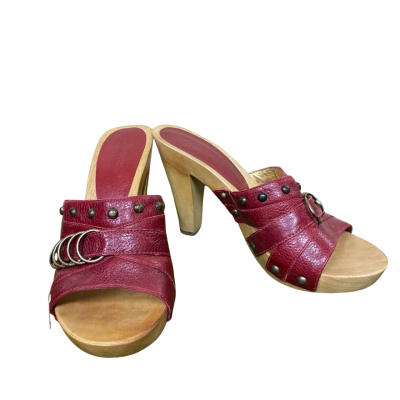 Guess Reddy Dark Red Leather Womens Shoes Size 8.5M 
