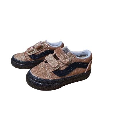 Vans Toddler Old Skool V Bronze Glitter Shoes - size US 4.5