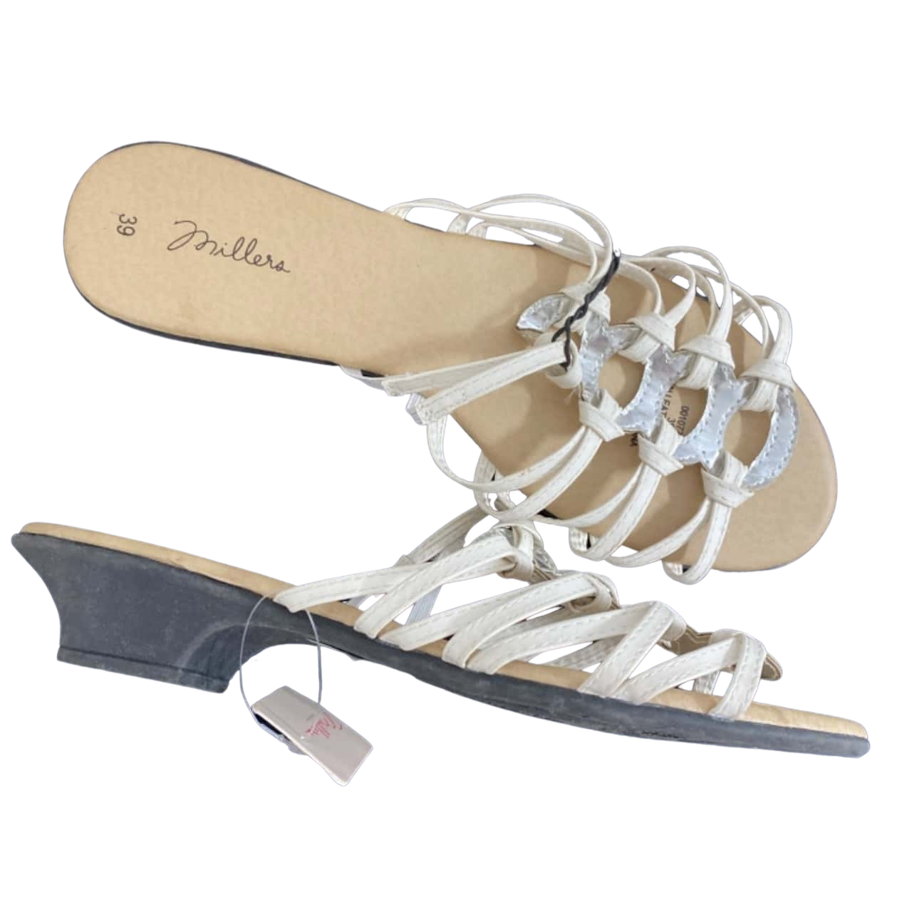 White heeled sandals, Size 39(s)