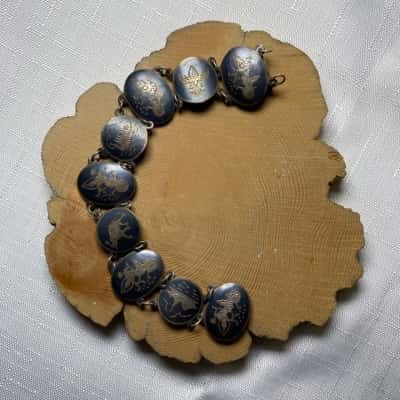 Women’s Vintage Sterling Silver Siam Niello Bracelet
