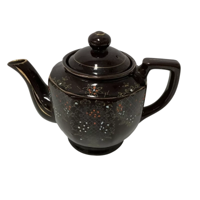 Vintage redwear teapot moriage enamel hand painted.