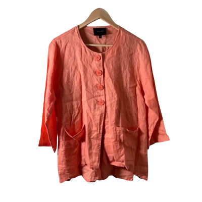 Marco Polo Womens  Size 12 Button Up Top Peach 