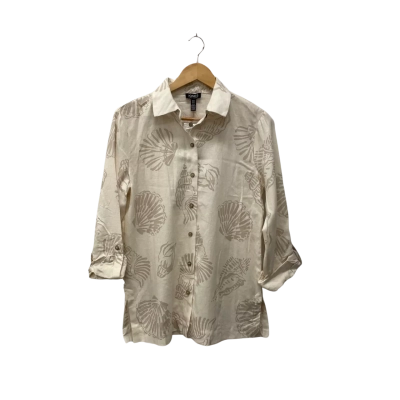 Jones New York Womens  Size 10 / 8 / XS Long Sleeve Shirt Beige / Cream / Pattern 