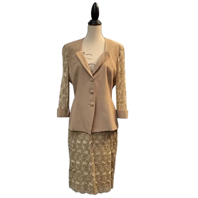 Casadei Womens Skirt and Jacket Set Size 12 Gold 