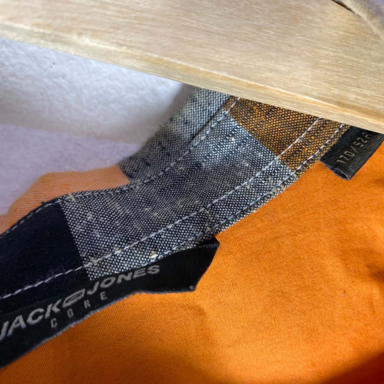 Jack & Jones Mens Size S Long Sleeve Shirt Black / Checked / Orange